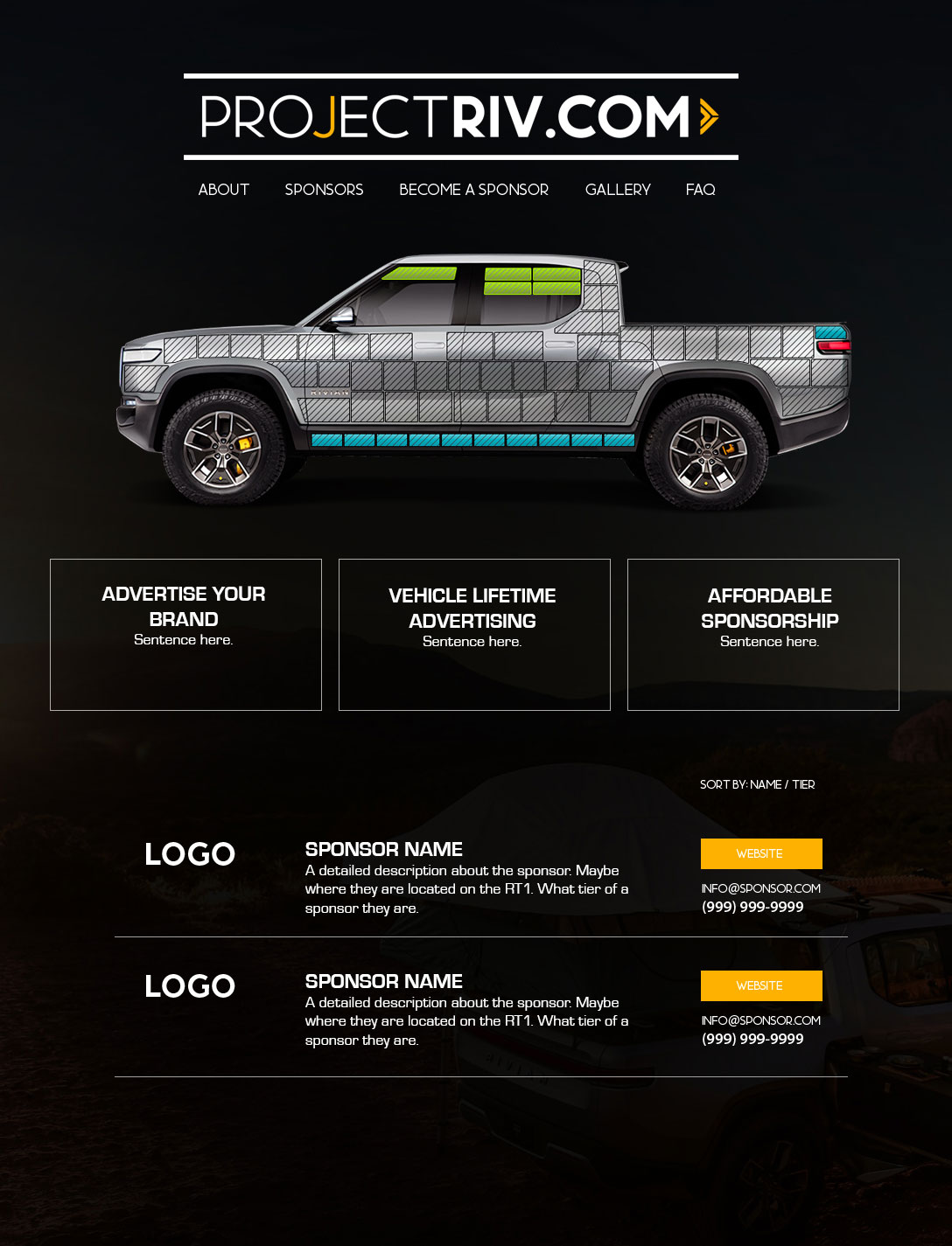 Full-page screenshot of ProjectRIV Concept V1.0