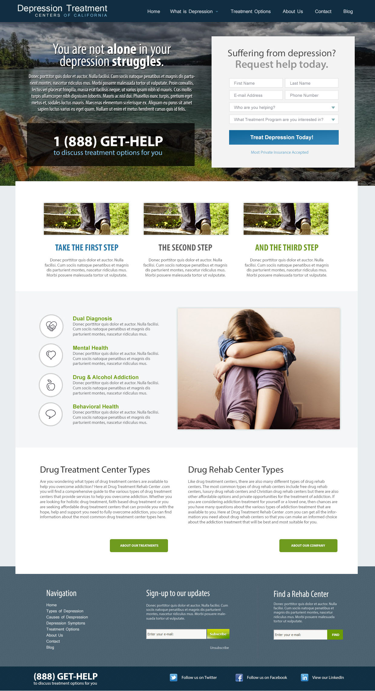 Full-page screenshot of Depression Treatment Centers Landing Website