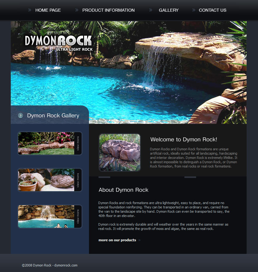 Full-page screenshot of Dymon Rock Website