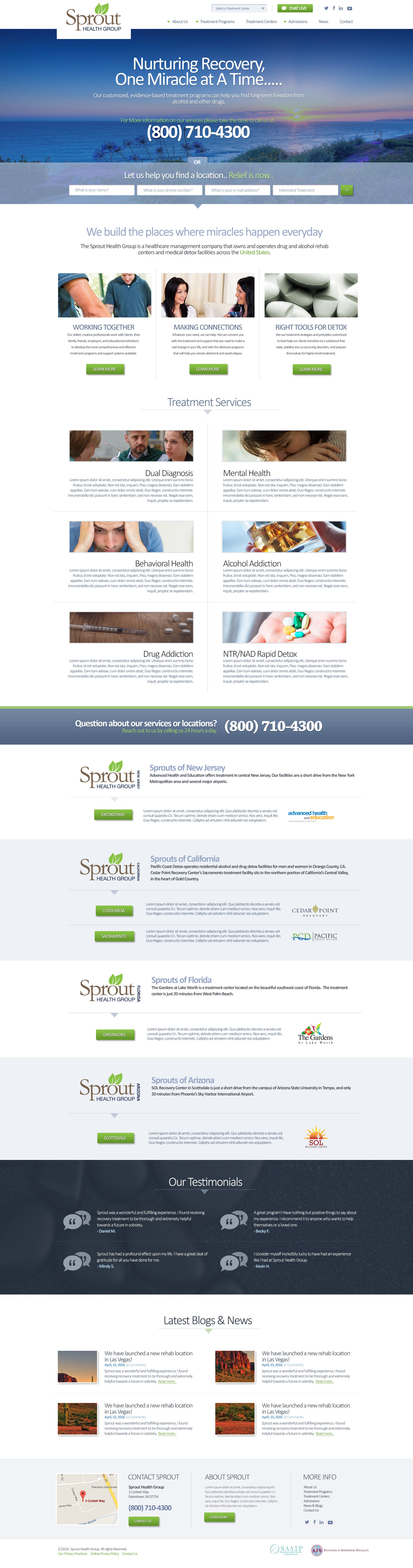 Full-page screenshot of Sprout Health Group Website