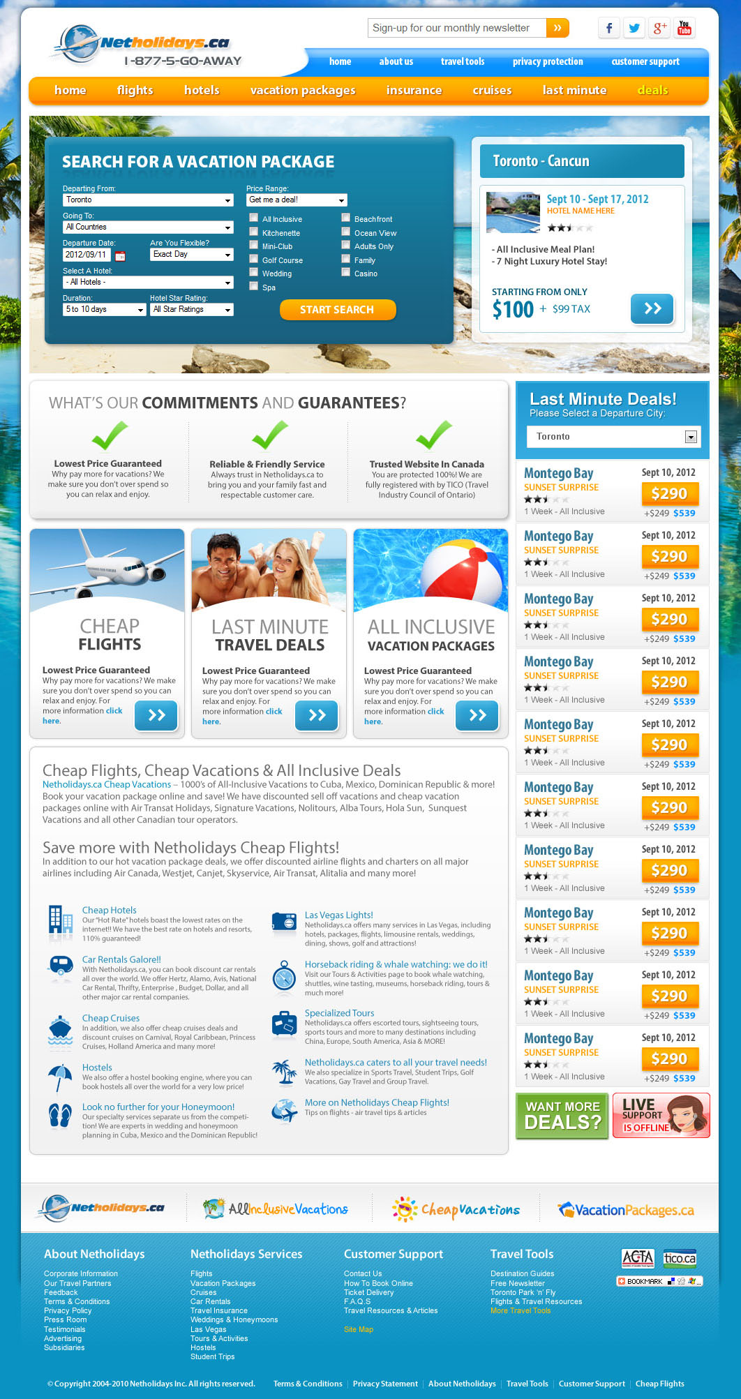 Full-page screenshot of Netholidays Website