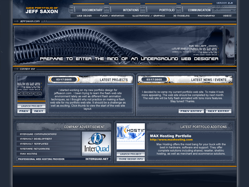 Full-page screenshot of Web Portfolio of Jeff Saxon V2 Website