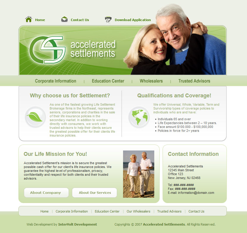 Full-page screenshot of Accelerated Settlements Website