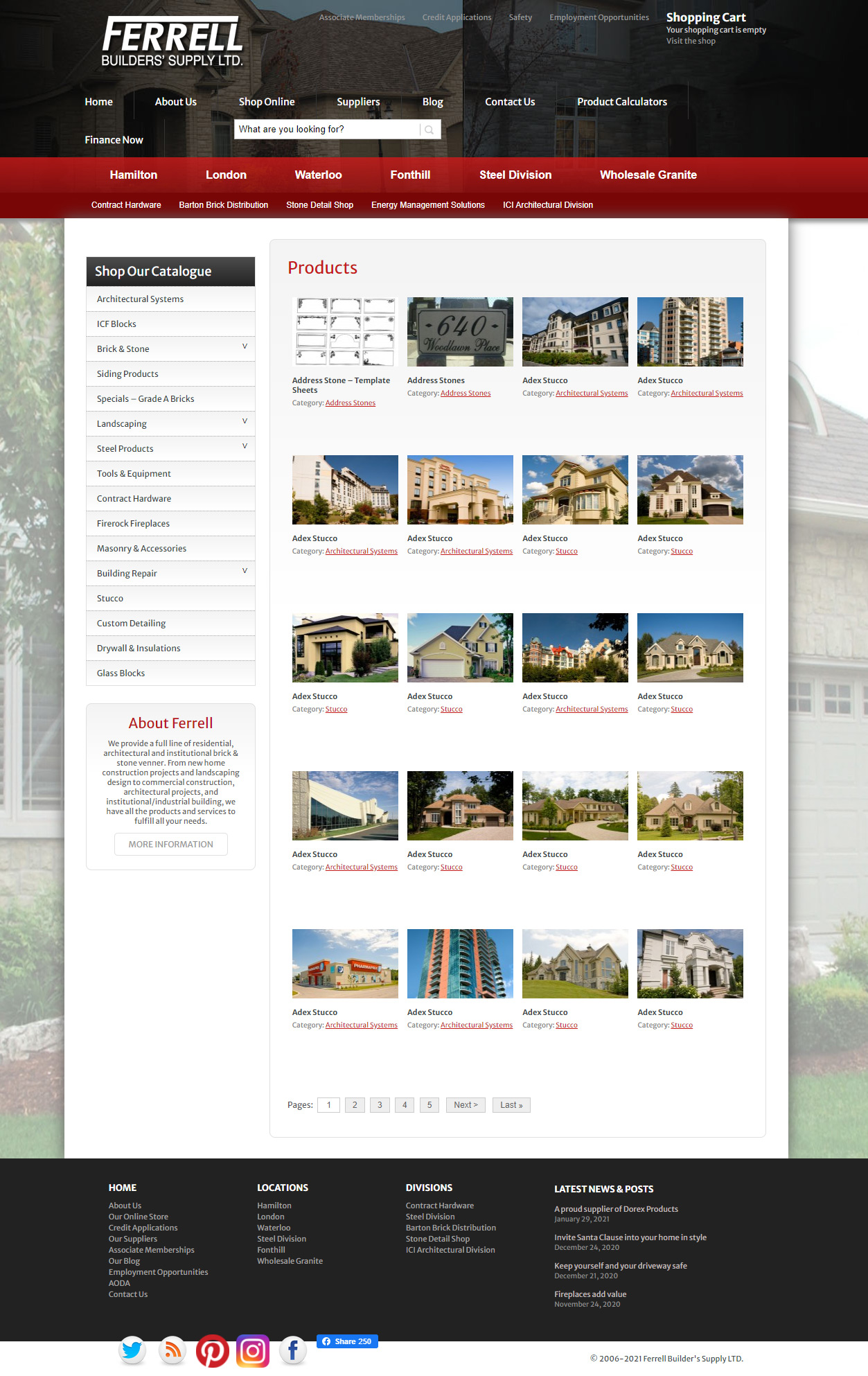 Full-page screenshot of Ferrell Builders' Supply Website