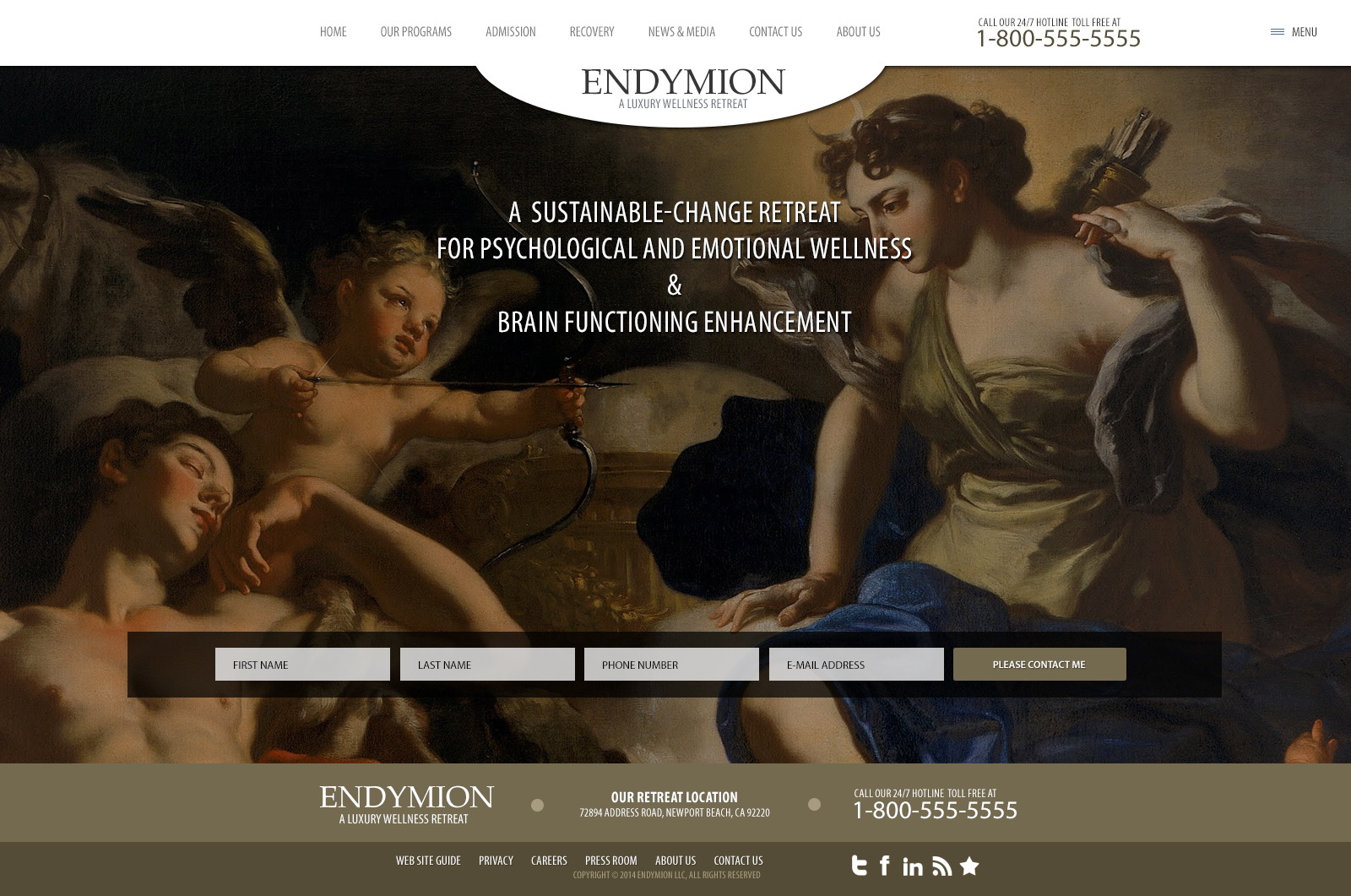 Full-page screenshot of Endymion Wellness Website