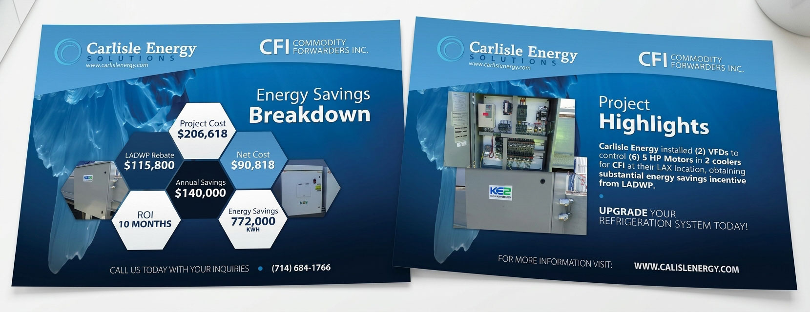 Full-page screenshot of Carlisle Energy Solutions Project Highlights Flyer