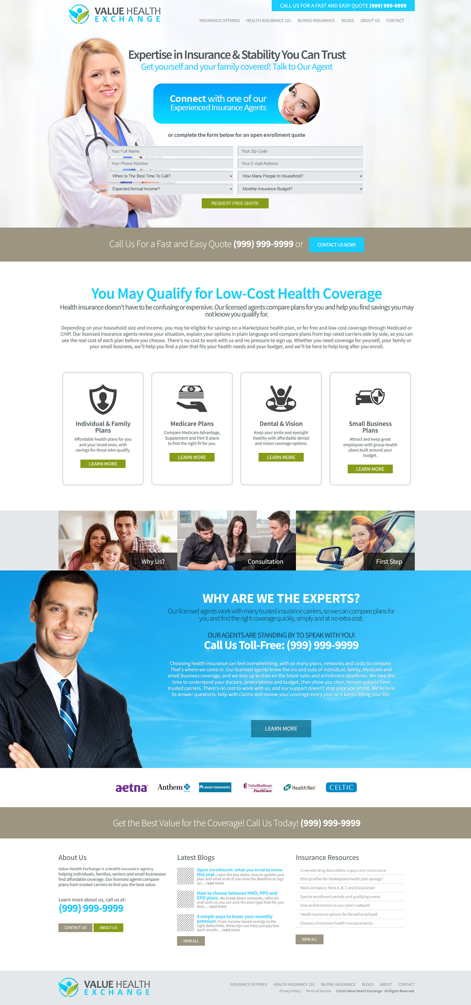 Full-page screenshot of Value Health Exchange Website