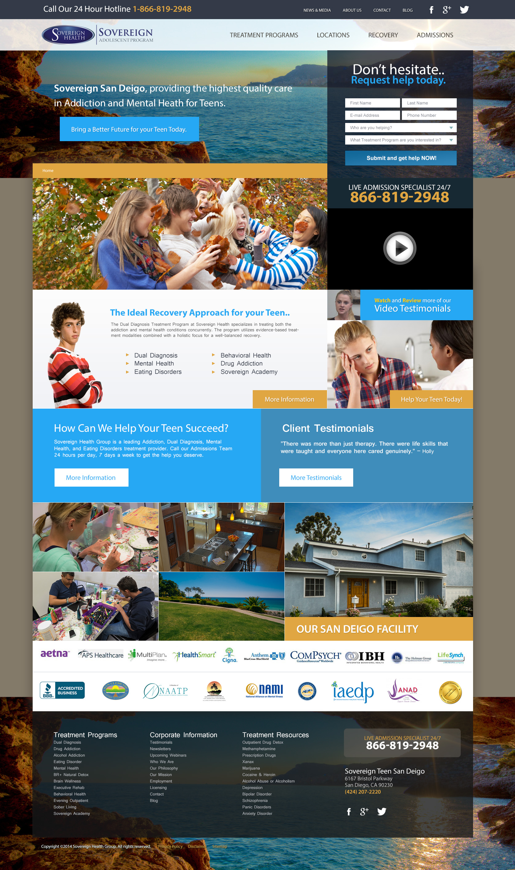 Full-page screenshot of Sovereign San Diego Website