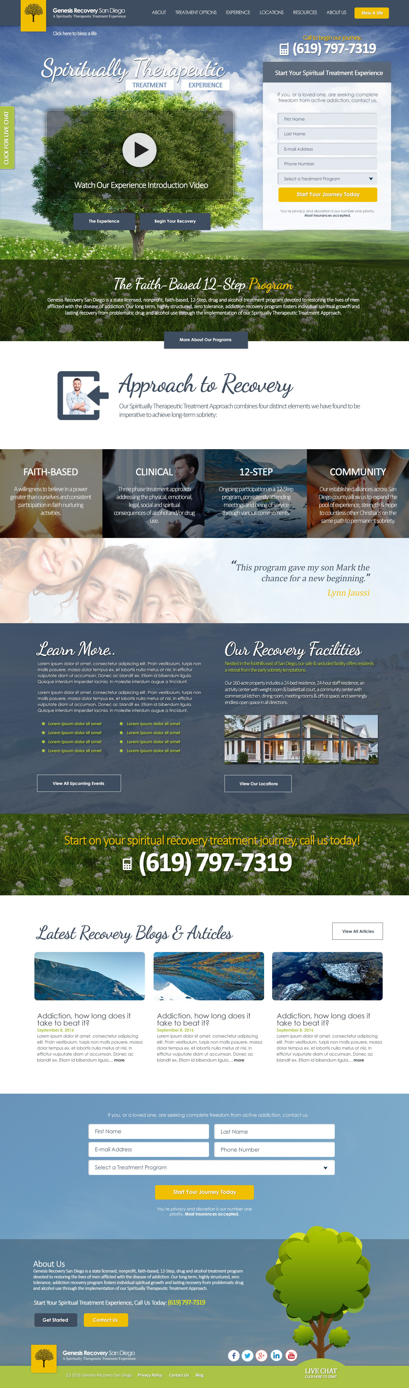 Full-page screenshot of Genesis Recovery San Diego Website