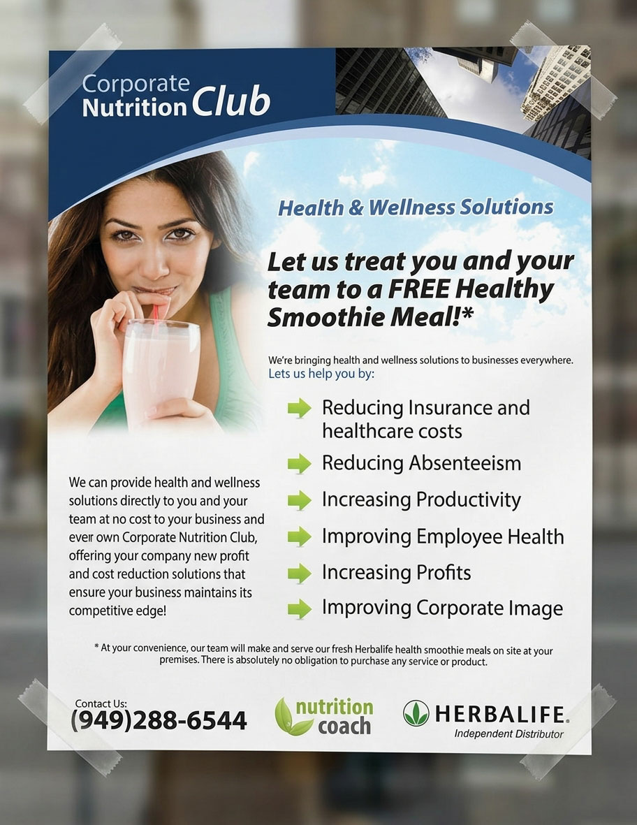 Full-page screenshot of Corporate Nutrition Club Flyer