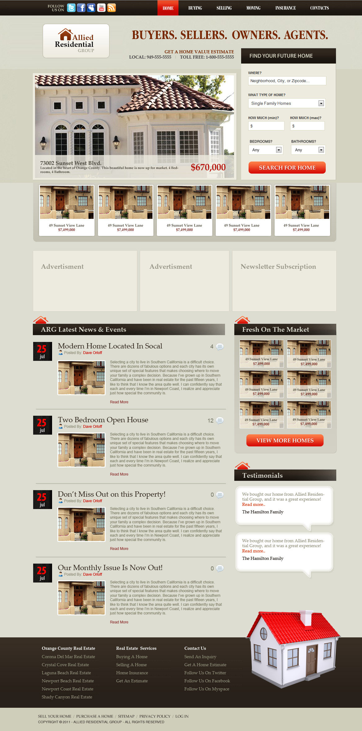 Full-page screenshot of Allied Residential Group Website