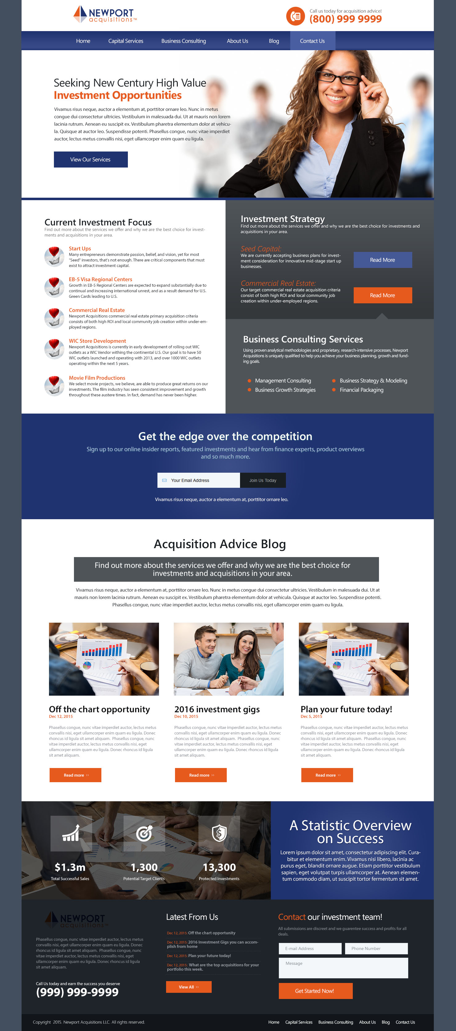 Full-page screenshot of Newport Acquisitions Website