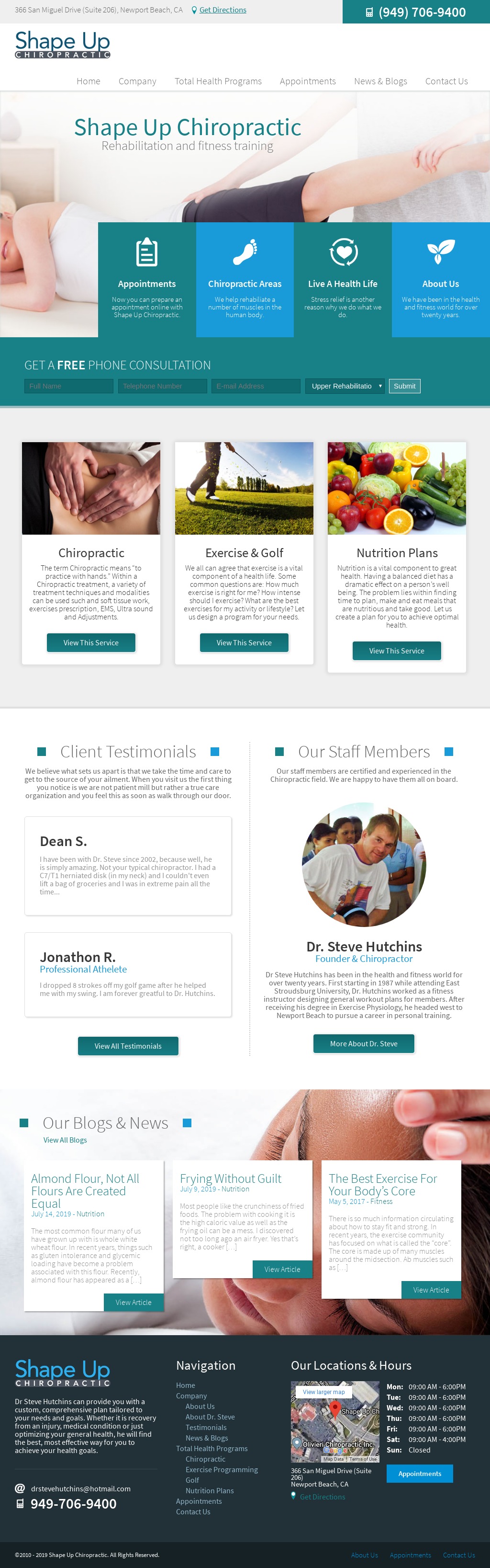 Full-page screenshot of Shape Up Chiropractic Website