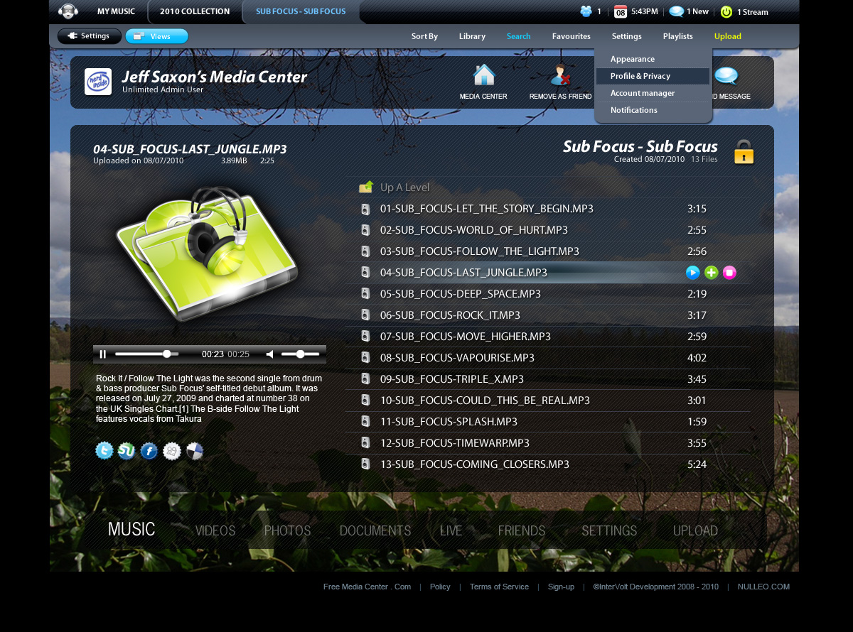 Full-page screenshot of Nulleo Media Center V3 Website