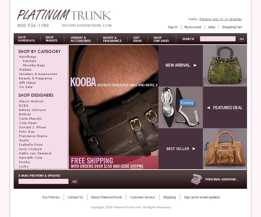 Full-page screenshot of Platinum Trunk Website