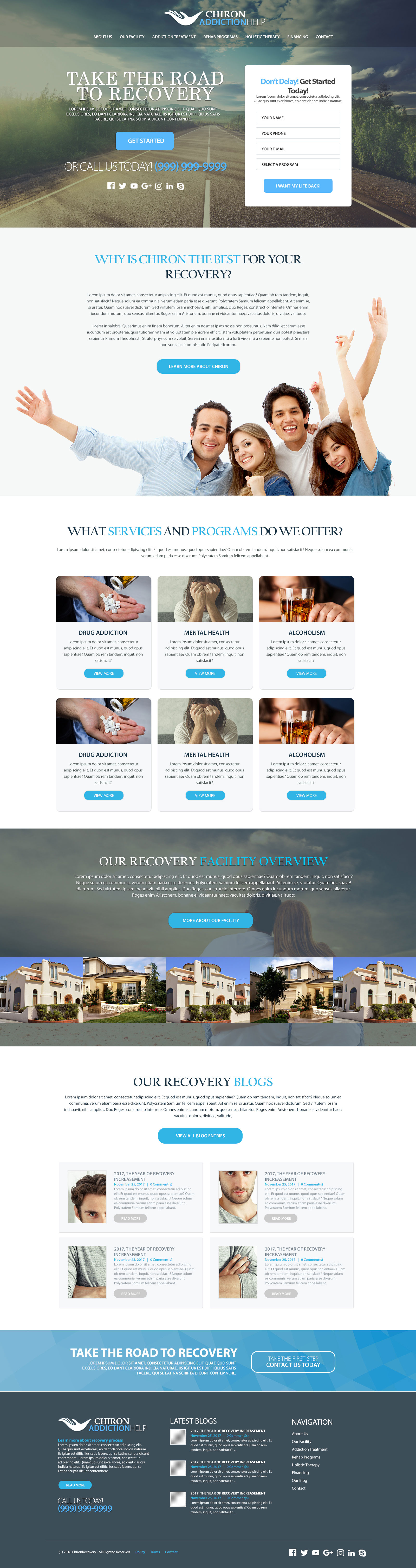 Full-page screenshot of Chiron Addiction Help Website