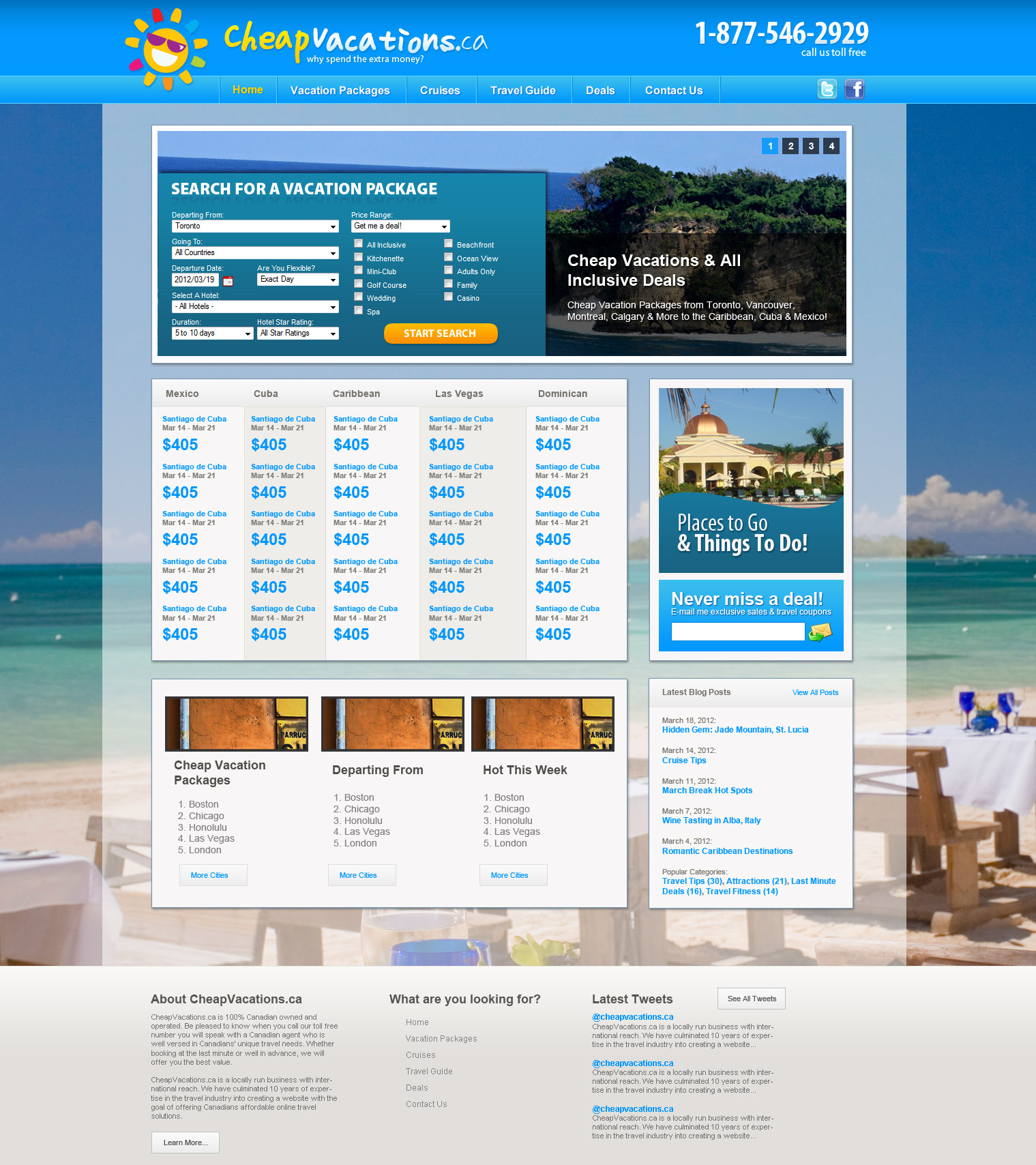 Full-page screenshot of Cheap Vacations Website