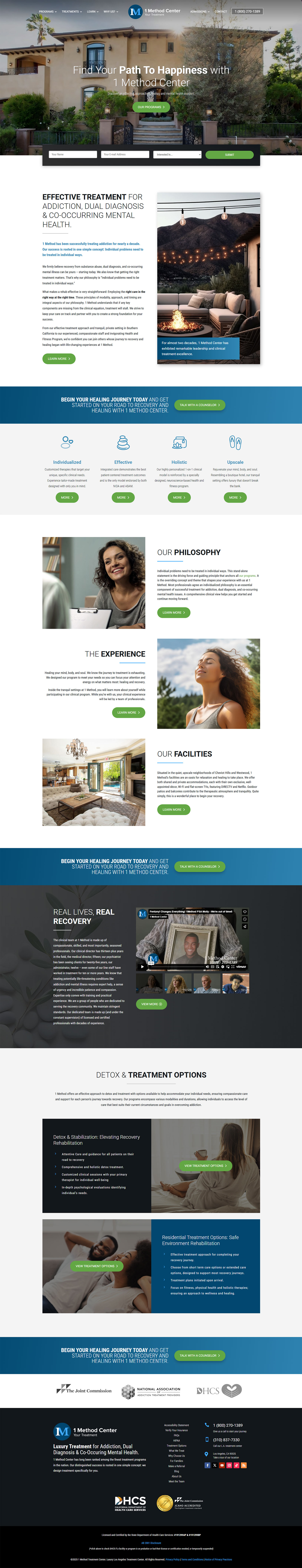 Full-page screenshot of 1 Method Treatment Center Website