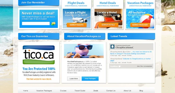 VacationPackages.ca Website project preview