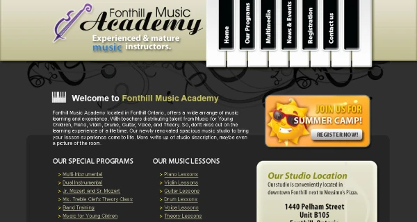 Fonthill Music Academy Website project preview