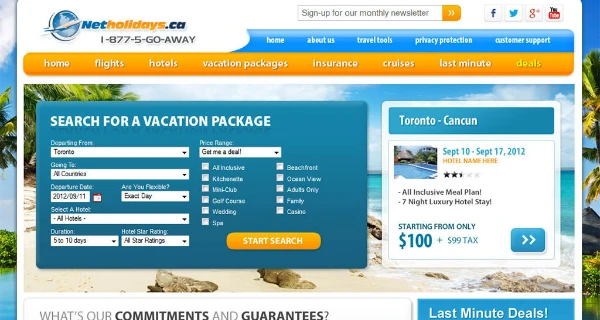 Netholidays Website project preview